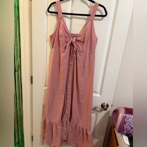 Asos pink tie button maxi dress in a blush pink color, size US 12
